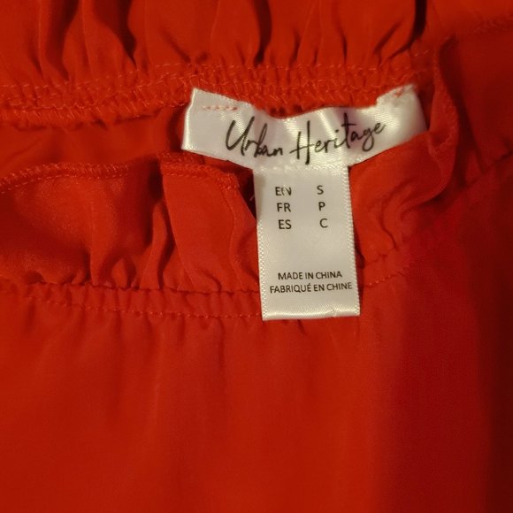 Hot Red Urban Heritage Frill Neck + Sleeve Blouse - Picture 4 of 4